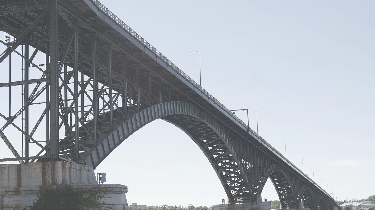 The Peace Bridge over the Niagara River, seen from the Fort Erie shore